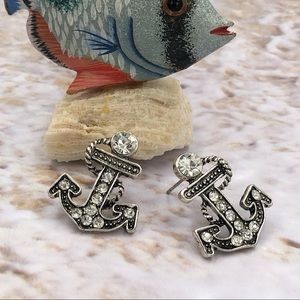 🌼 Rhinestone Anchor Large Stud Earrings
